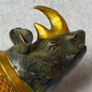 Vintage Chinese Rhinoceros (42cm/7kg) - Bronze With Gilt Accents, Stamped Image 8