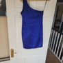 Blue one shoulder mini dress with pockets Image 4