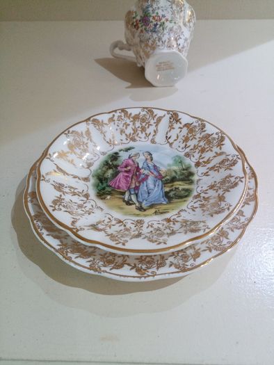 Bone China Tea Trio / Set, 22k Gold Rim