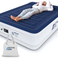 Luxury King Size Double Queen Air Bed - Elevated Inflatable Air Mattress, Electric Built-in Pump, Raised Pillow & Structured I-Beam Technology, Height 56cm