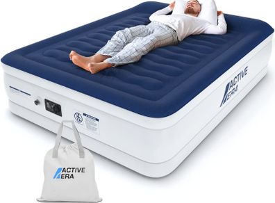 Luxury King Size Double Queen Air Bed - Elevated Inflatable Air Mattress, Electric Built-in Pump, Raised Pillow & Structured I-Beam Technology, Height 56cm