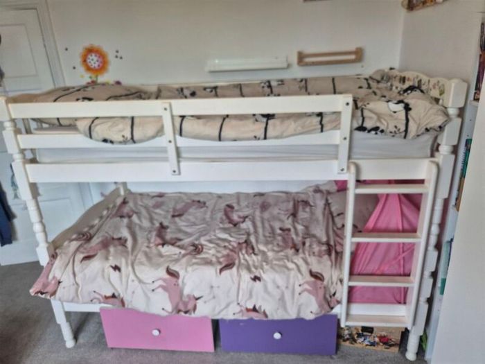 White Wooden Bunk Bed