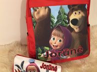 main image for ad Masha and the bear Personalized set of pencil case and school bag Birthday Gift Boys Girls with your own name on it! / back to school stationery