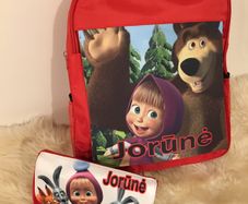 Masha and the bear Personalized set of pencil case and school bag Birthday Gift Boys Girls with your own name on it! / back to school stationery