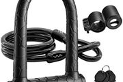 Bike Lock,20mm Heavy Duty Combination Bicycle u Lock Shackle 4ft Length Security Cable with Sturdy Mounting Bracket and Key Anti Theft Secure Locks