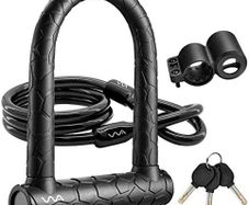 Bike Lock,20mm Heavy Duty Combination Bicycle u Lock Shackle 4ft Length Security Cable with Sturdy Mounting Bracket and Key Anti Theft Secure Locks
