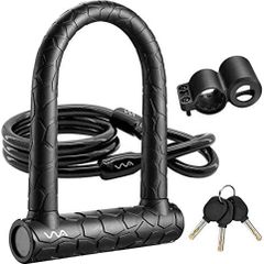 Bike Lock,20mm Heavy Duty Combination Bicycle u Lock Shackle 4ft Length Security Cable with Sturdy Mounting Bracket and Key Anti Theft Secure Locks