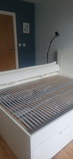 IKEA BRIMNES Standard Double Bed Frame + Storage Headboard + Sultan Mattress