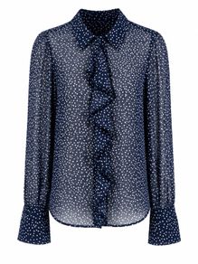 Zara Navy Polka Dot Blouse