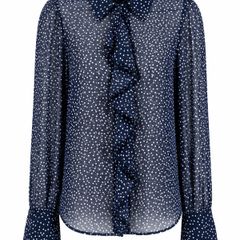 Zara Navy Polka Dot Blouse