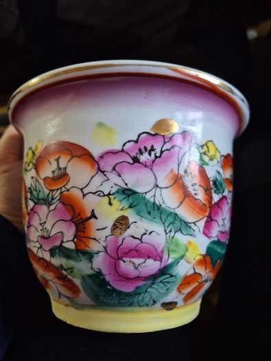Colourful Vintage Chinoiserie Planter. Jardiniere.