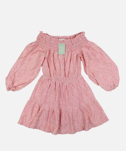 Brand New H&M Women's Elastic Waist Off-the-Shoulder Casual Dress Pink, size 14