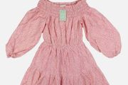 Brand New H&amp;M Women's Elastic Waist Off-the-Shoulder Casual Dress Pink, size 14