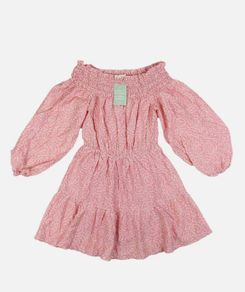 Brand New H&M Women's Elastic Waist Off-the-Shoulder Casual Dress Pink, size 14