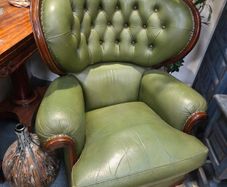 Leather Green Library Armchair