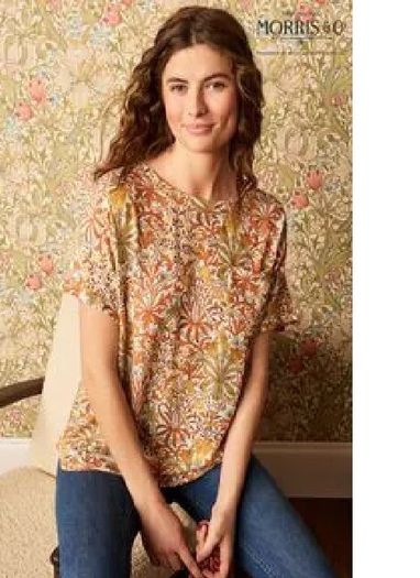 NEXT Morris & Co floral loose top with back detail Sz 10UK (Fit 10-12UK)