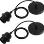 2 Pack Ceiling Pendant Light Fitting, E27 Lamp Holder, with Lock Ring for Shade, with 100CM Adjustable Cable, Flex Cable Ceiling Rose, Industrial Style Ceiling Pendant Fitting(Black) Image 2