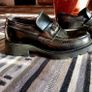 Men Pepe Jeans London Black leather loafers mocassins uk 8 eur 42 Image 2