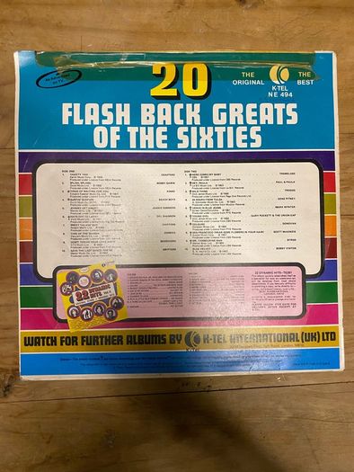 Vintage Vinyl LP 20 Flash Back Greats of the Sixties 1973