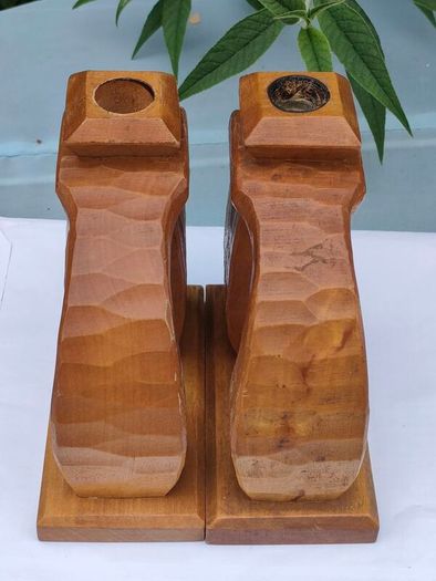 Vintage Hand carved Norwegian candlesticks