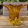 Mid Century Large Amber Color Handblown Vase Image 6