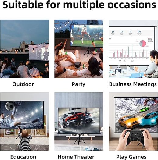 Projector Screen with Stand,Lejiada100 inch Indoor Outdoor Projection Screen, Portable 16:9 4K HD Movie Screen with Carry Bag Wrinkle-Free Design