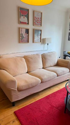 3-seater sofa - cream textured fabric