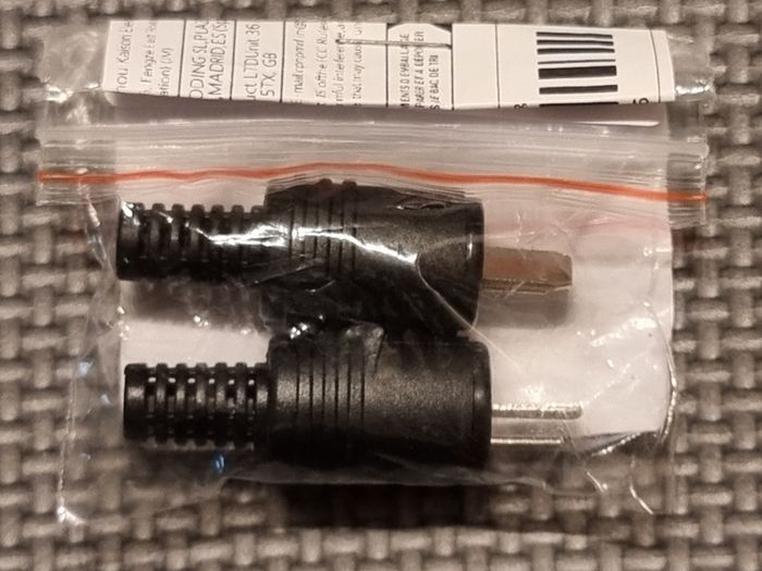 Set of two, 2-Pin Dual Core Round Flat Plug, Audio or Lighting Power Connector, new, unopened.
