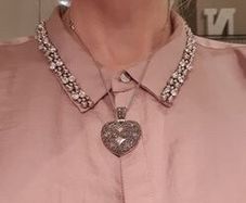 Antique sterling silver jewelled heart pendant mounted on mother of pearl base necklace Rrp 250
