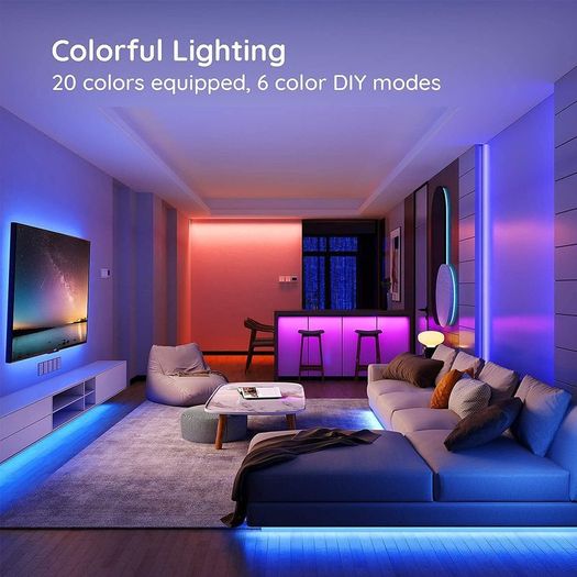 MINGER LED Strip Lights 10m, RGB Colour Changing LED Lights Kit with IR Remote, 20 Colours, 6 Lighting Modes and DIY for Home, Bedroom, Bar Decoration [Energy Class A]