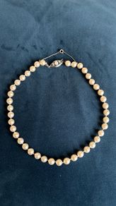 Vintage Creamy Pearl Strand Necklace with Ornate Silver-tone Clasp