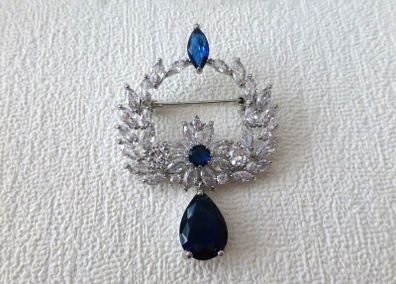 Vintage Style Sapphire Stone Brooch Pin