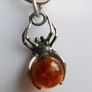 Vintage 925 Sterling Silver and Genuine Baltic Amber Spider Pendant length 16" - 4,8g Image 5