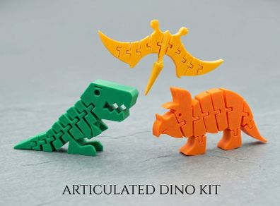 Articulated Dino Kit Pack Flexible Dinosaur Toys, Eco-Friendly Bio PLA, Sensory Fidget Toy