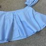 top Zara size large off the shoulder top cotton blue Image 7