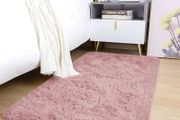 Fluffy Shaggy Small Area Rugs for Bedroom Anti-Slip Modern Super Soft Thick Pile Rug Plush Carpet Non Shedding Easy To Clean Pink, 50cm x 80cm