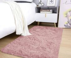 Fluffy Shaggy Small Area Rugs for Bedroom Anti-Slip Modern Super Soft Thick Pile Rug Plush Carpet Non Shedding Easy To Clean Pink, 50cm x 80cm