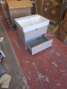 Hib vantage matt cashmere Taupe wall hung 60 unit and Vanya basin ex-display