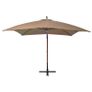 Hanging Parasol with Pole Taupe 3x3 m Solid Fir Wood Image 3