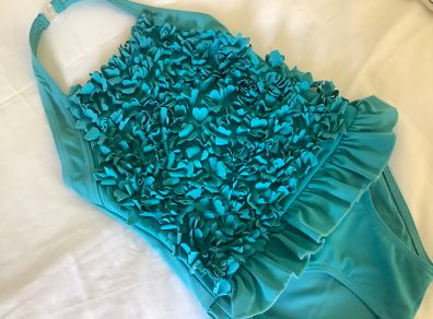 Stunning retro inspired flowery turquoise swimsuit Marks and Spencers 5 6