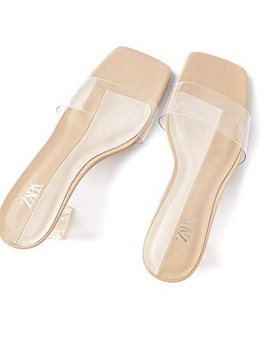 Zara Women Vinyl Mules with Methacrylate Heels Size 39