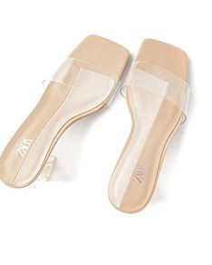 Zara Women Vinyl Mules with Methacrylate Heels Size 39