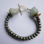Vintage Pyrite and Jade Bracelet length 8" Image 4