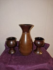 Vintage Australian Bendigo Pottery wine goblets and carafe