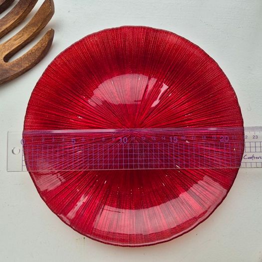 Meadows & Byrne metallic red textured glass decorative charger plate