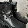 Black Studded Biker Style ankle boots UK5 Image 2