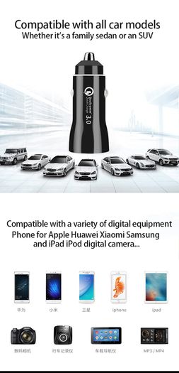 New 5.0V Dual USB Port Fast Car Charger For Apple iPhone