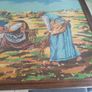 French Vintage Embroidery Picture in a wooden Frame - Women working in the Fields-70s Image 5