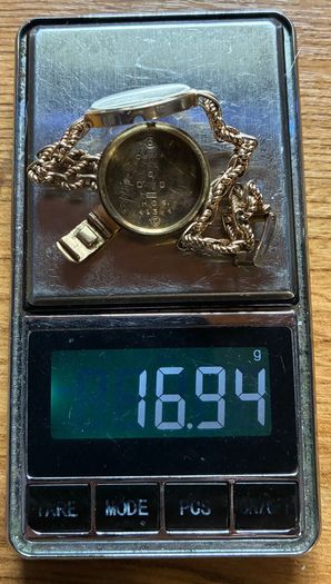 9k gold Swiss made mechanical watch and strap 22.5g