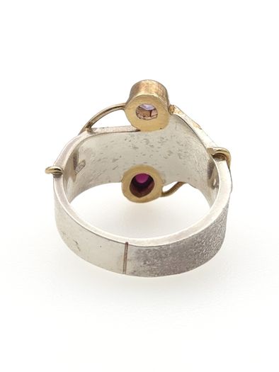 Vintage 925 Sterling Silver Garnet & Amethyst Ring
